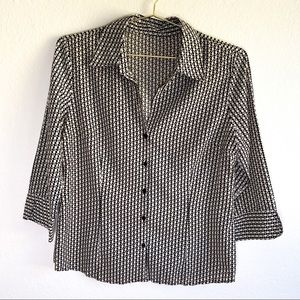 Collard Black and White Oval Design Button-up